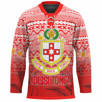Tonga Custom Personalised Hockey Jersey - Kolisi Tonga With Tropical Flowers LT10 Unisex Red - Polynesian Pride