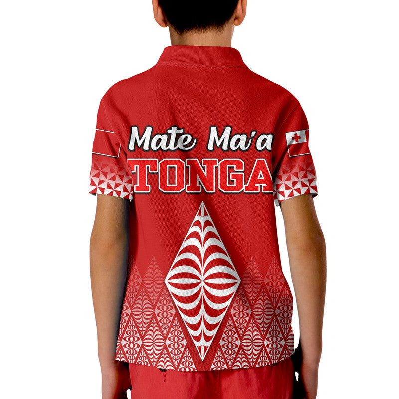 Mate Maa Tonga Rugby Polo Shirt Tongan Kupesi Ngatu Style LT9 - Polynesian Pride