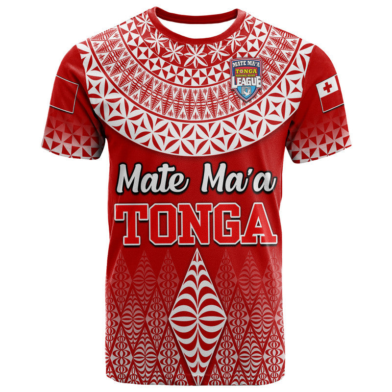 Custom Mate Maa Tonga Rugby T Shirt Tongan Kupesi Ngatu Style LT9 Red - Polynesian Pride