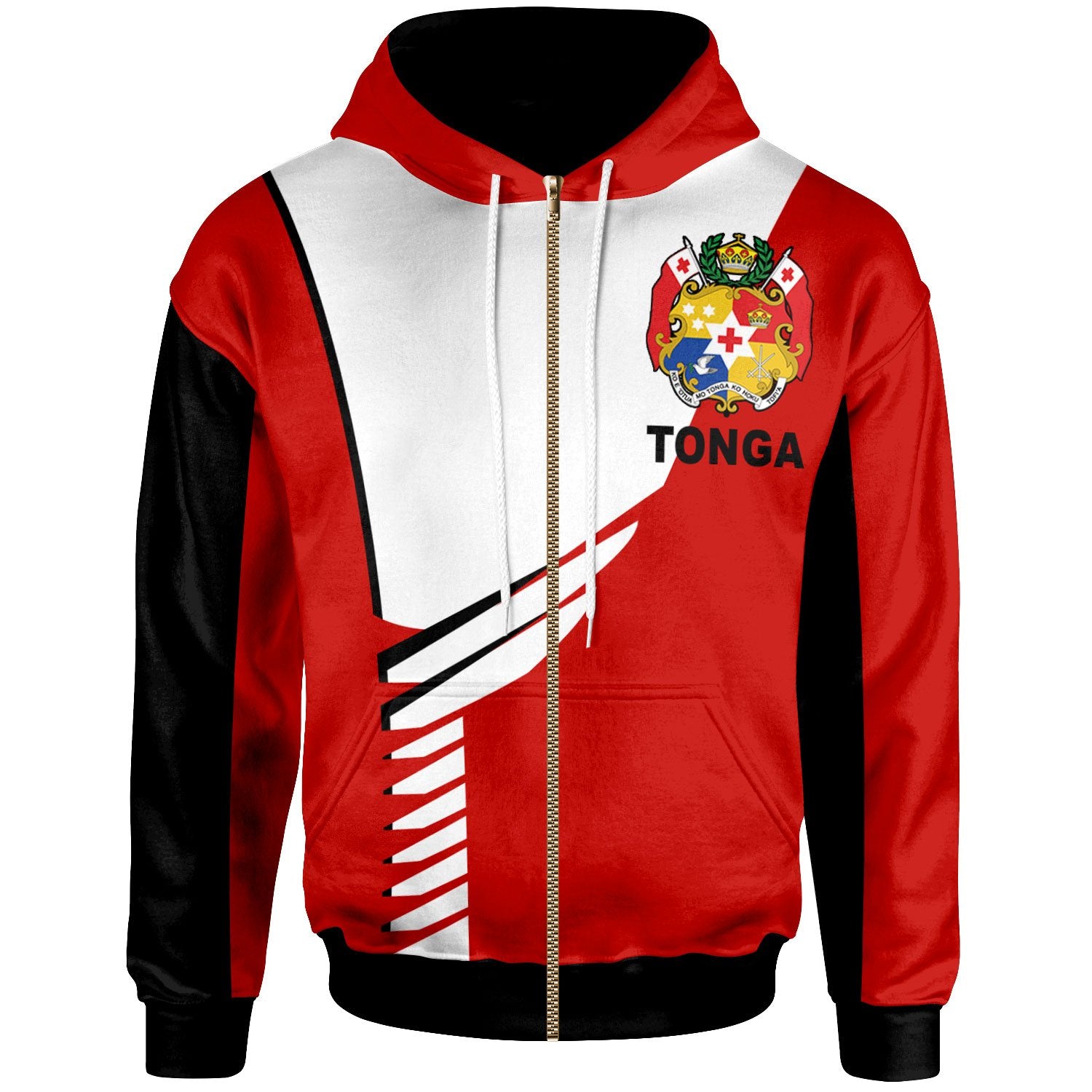 Tonga Zip up Hoodie Athletes Style Unisex Red - Polynesian Pride