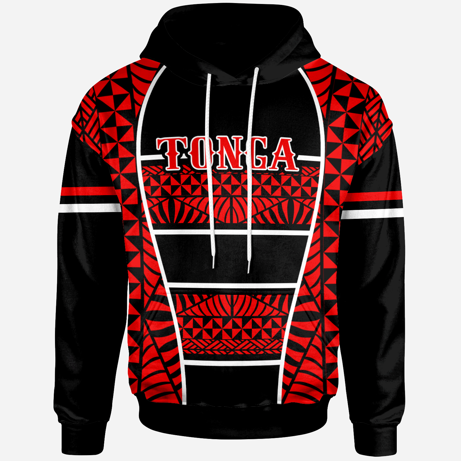 Tonga Hoodie Seal of Tonga Line Style Unisex Black - Polynesian Pride