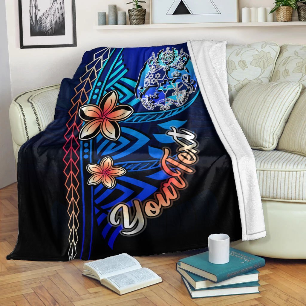 Tonga Custom Personalised Premium Blanket - Vintage Tribal Mountain White - Polynesian Pride