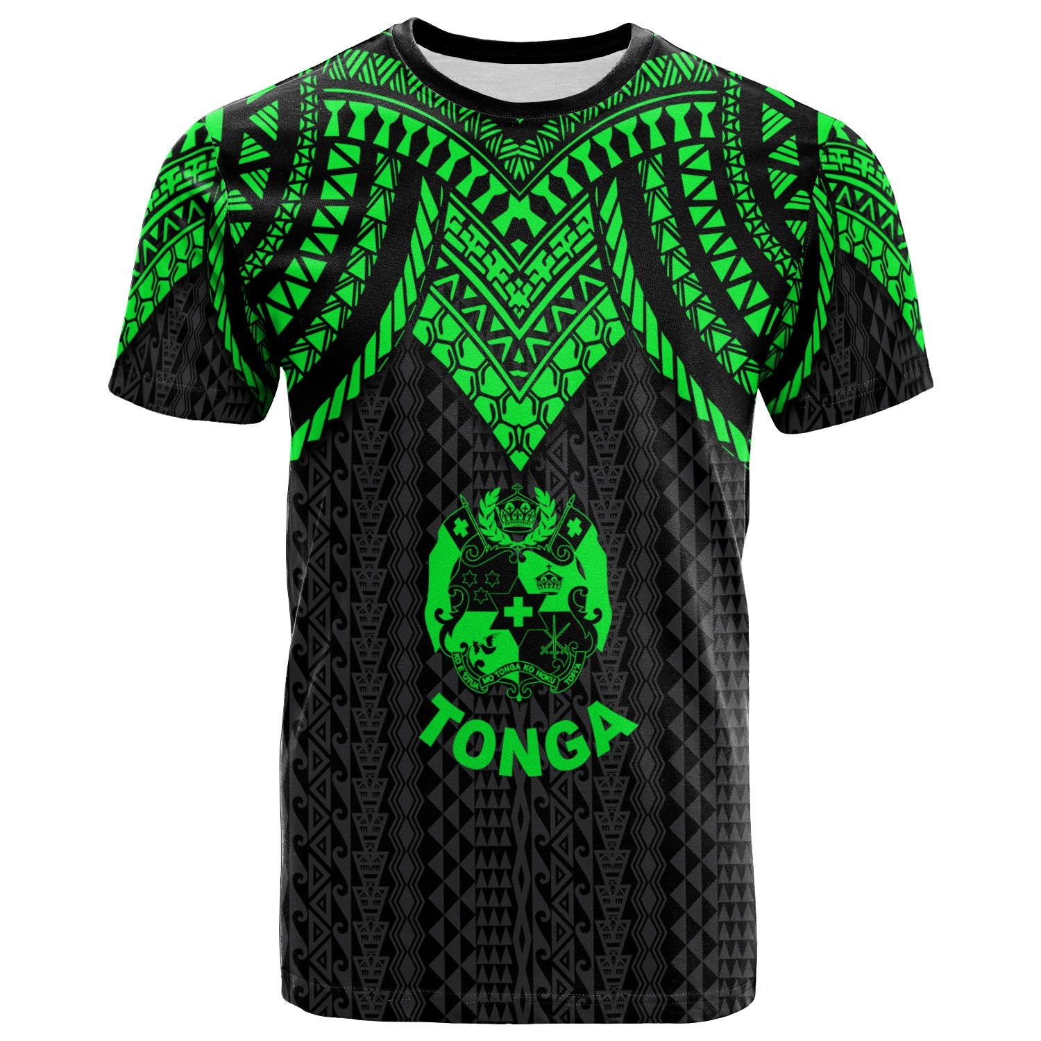 Tonga T Shirt Polynesian Armor Style Green Unisex Art - Polynesian Pride