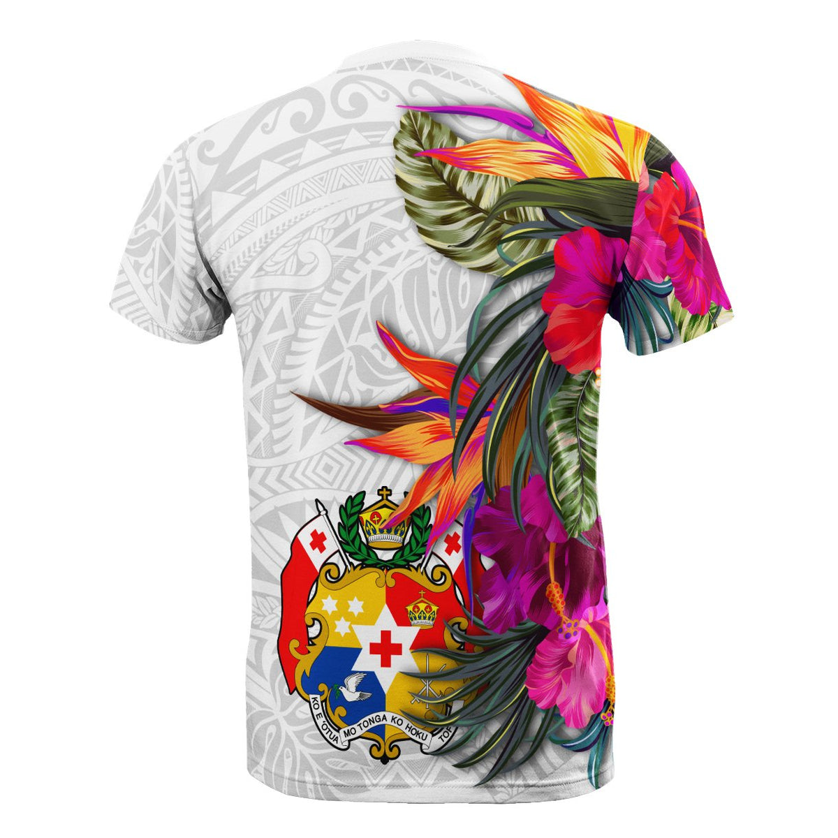 Tonga T Shirt Polynesian Hibiscus White Pattern - Polynesian Pride