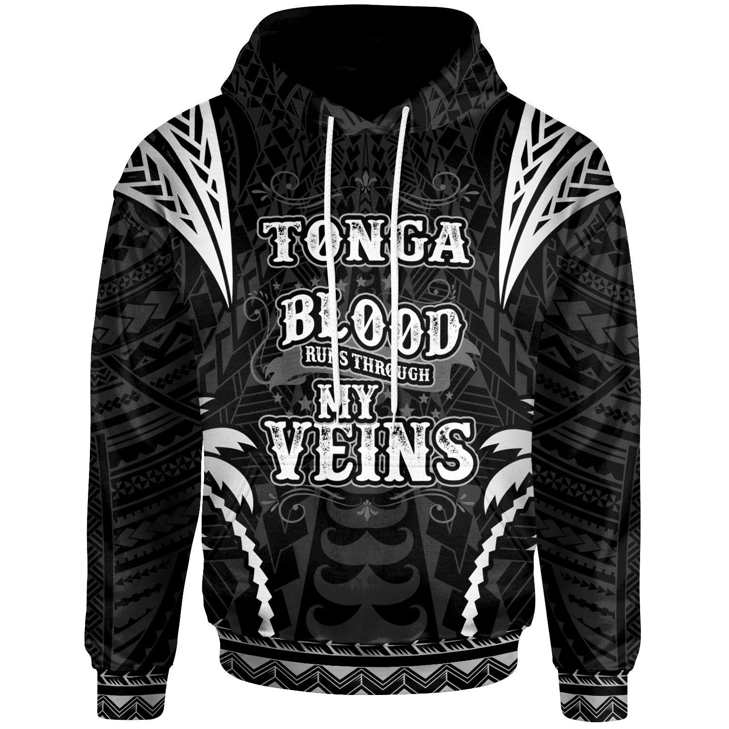 Tonga Hoodie Blood Runs Through My Veins Style Black Unisex Black - Polynesian Pride