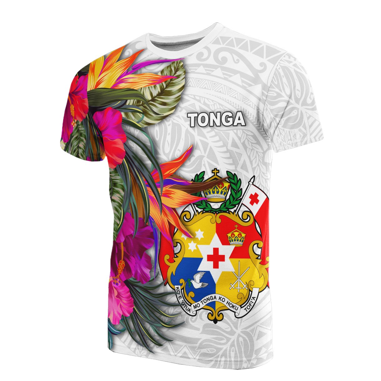 Tonga T Shirt Polynesian Hibiscus White Pattern Unisex White - Polynesian Pride