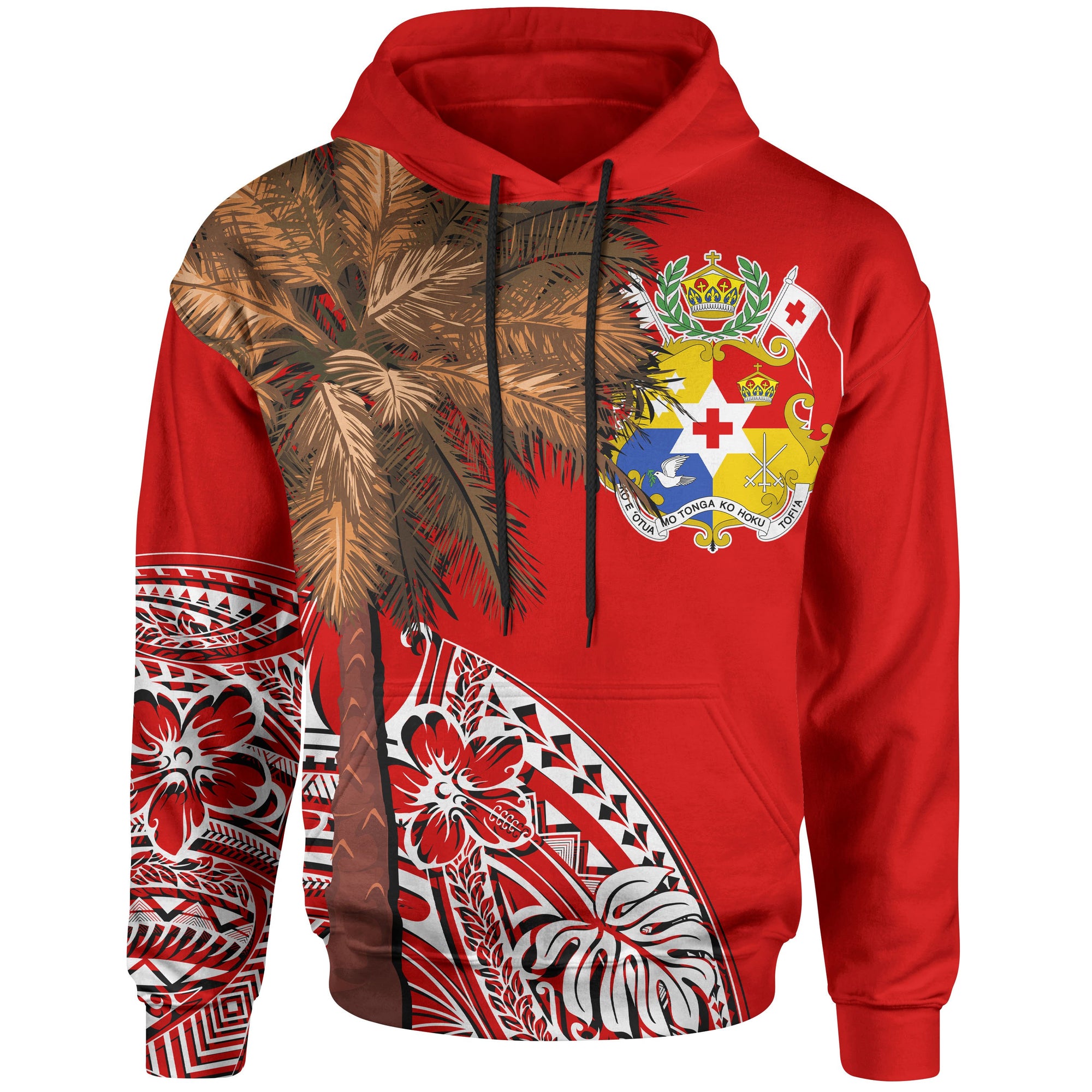 Tonga Hoodie Polynesian Palm Tree Flag Unisex Black - Polynesian Pride