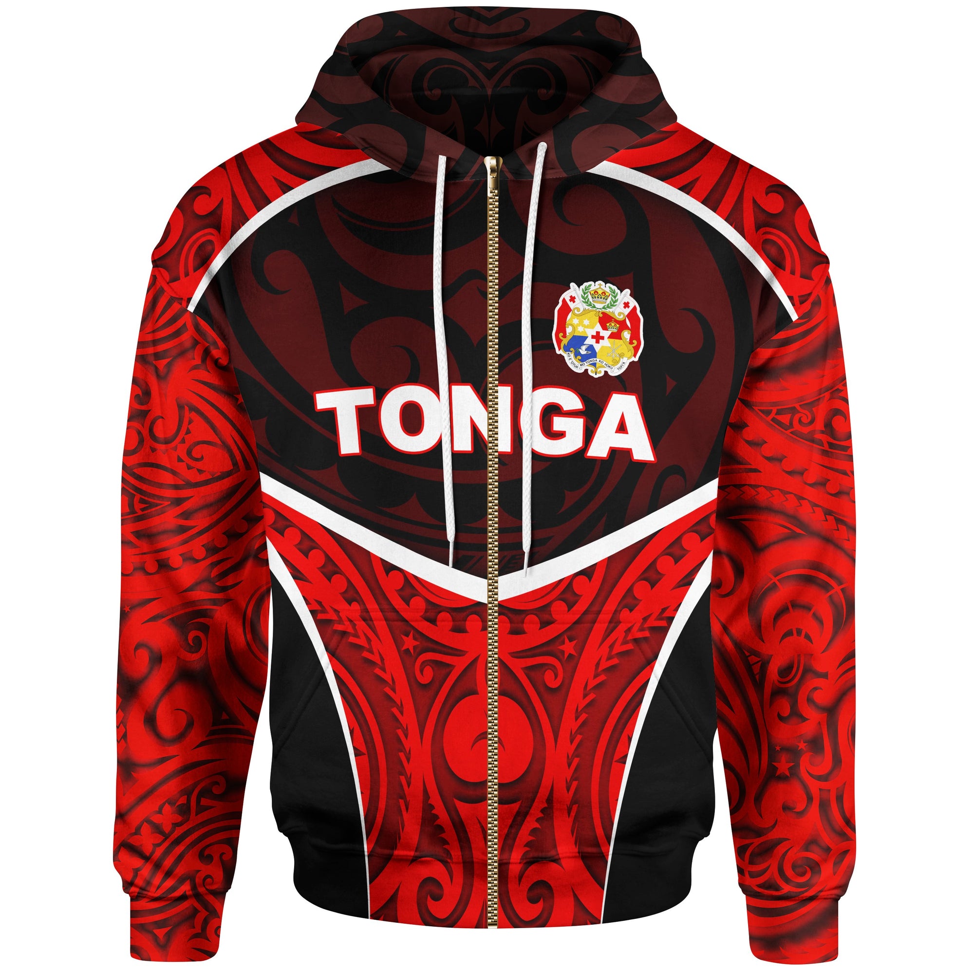 Tonga Zip up Hoodie Polynesian Sport Style Unisex Black - Polynesian Pride