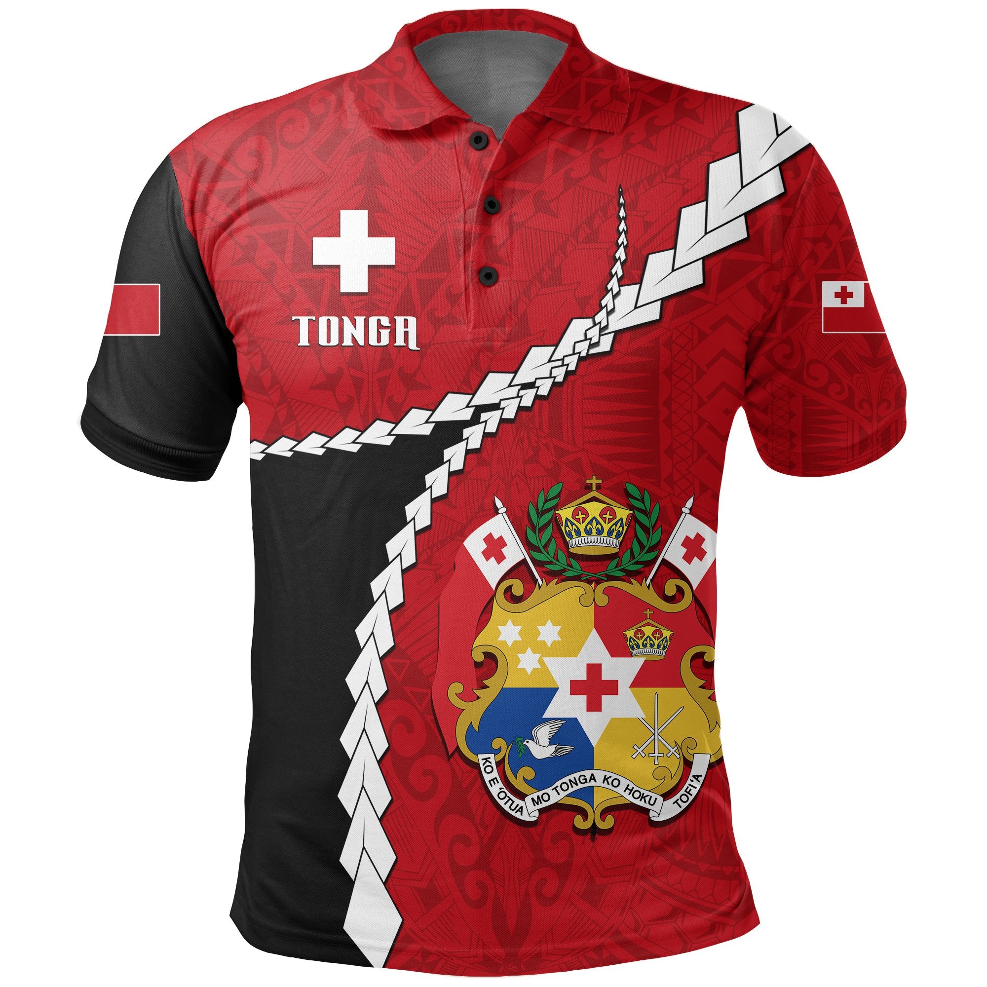 Tonga Tribal Rugby Polo Shirt Unisex Red - Polynesian Pride