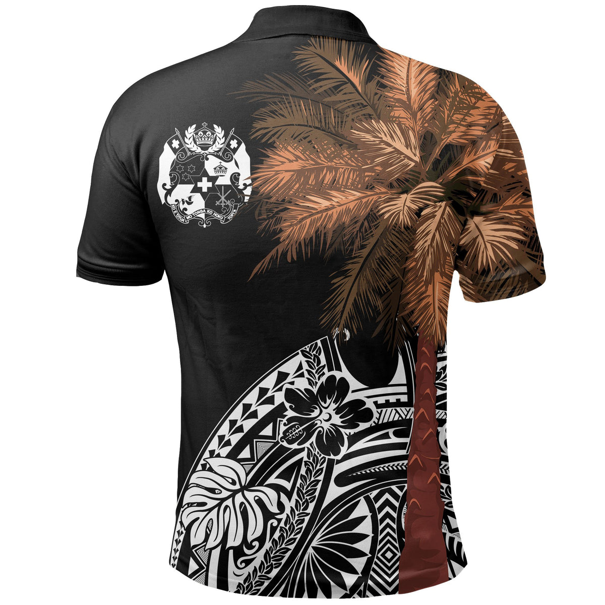 Tonga Polo Shirt Polynesian Palm Tree Black - Polynesian Pride