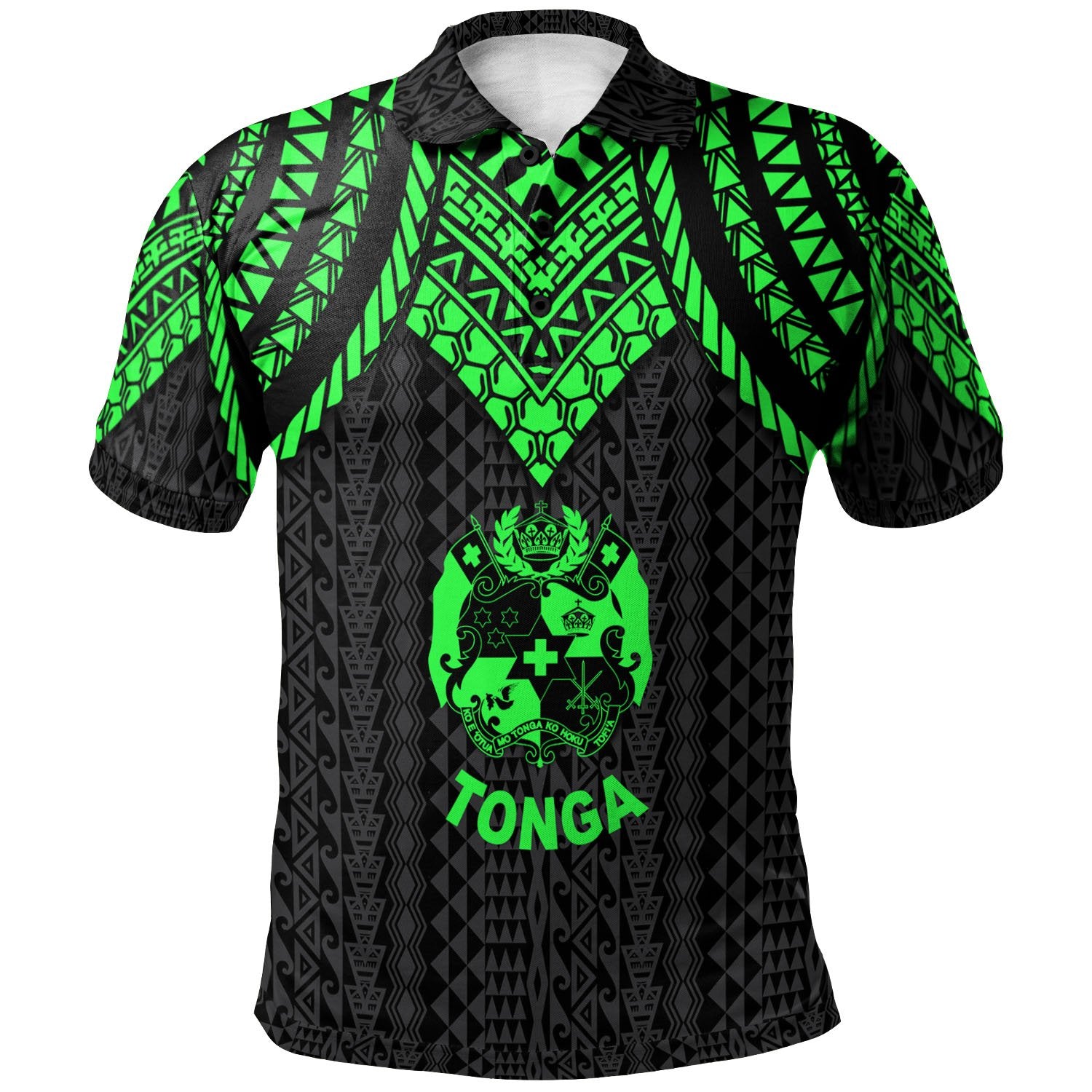 Tonga Polo Shirt Polynesian Armor Style Green Unisex Green - Polynesian Pride