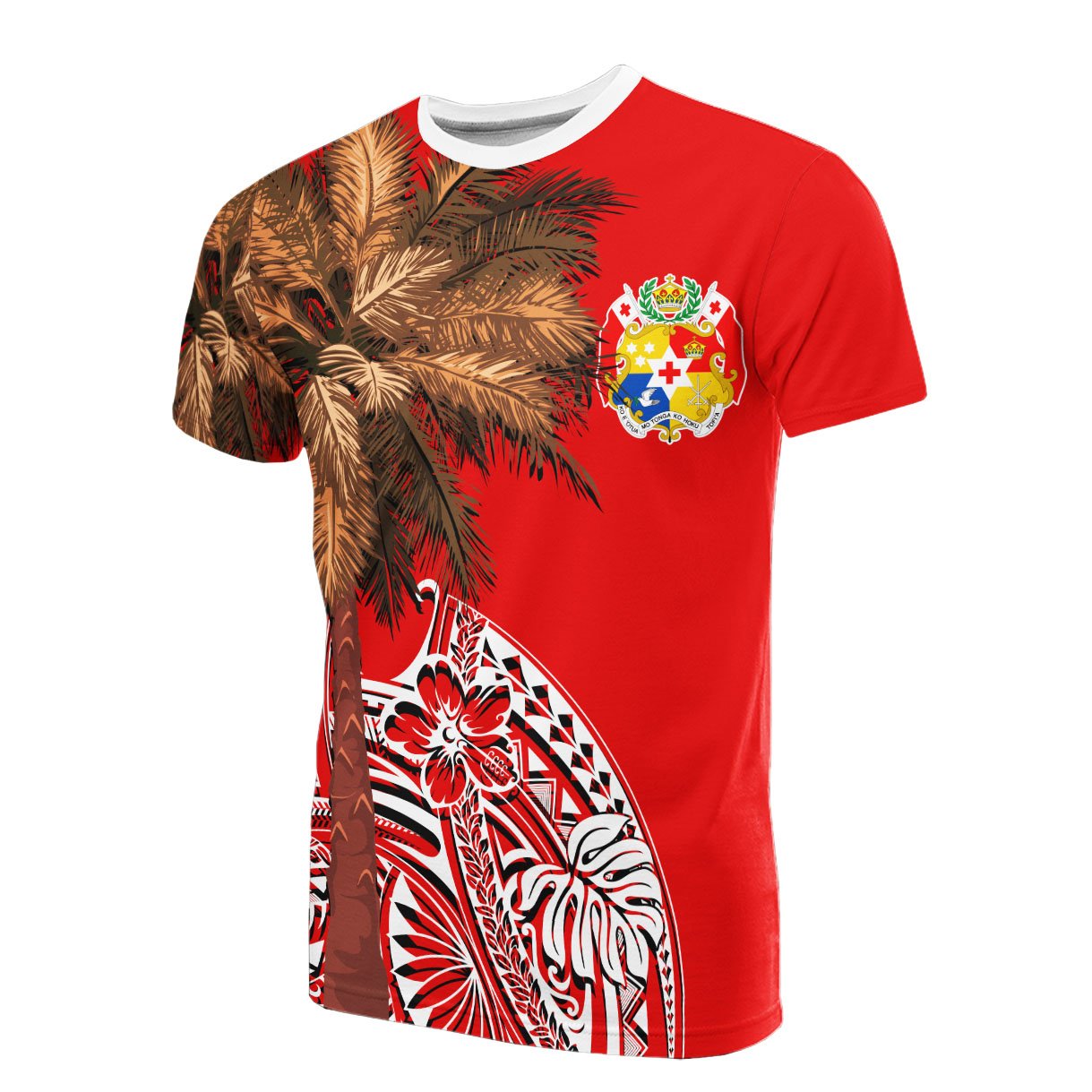 Tonga T Shirt Polynesian Palm Tree Flag Unisex Red - Polynesian Pride