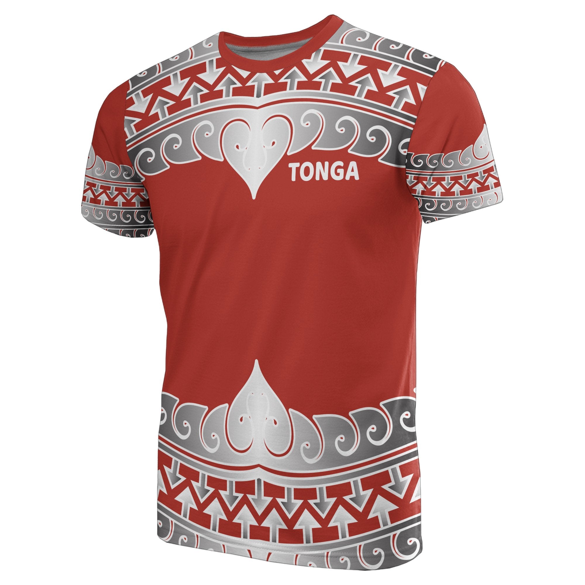 Tonga All Over T Shirt Tongan Wave Style Unisex Red - Polynesian Pride