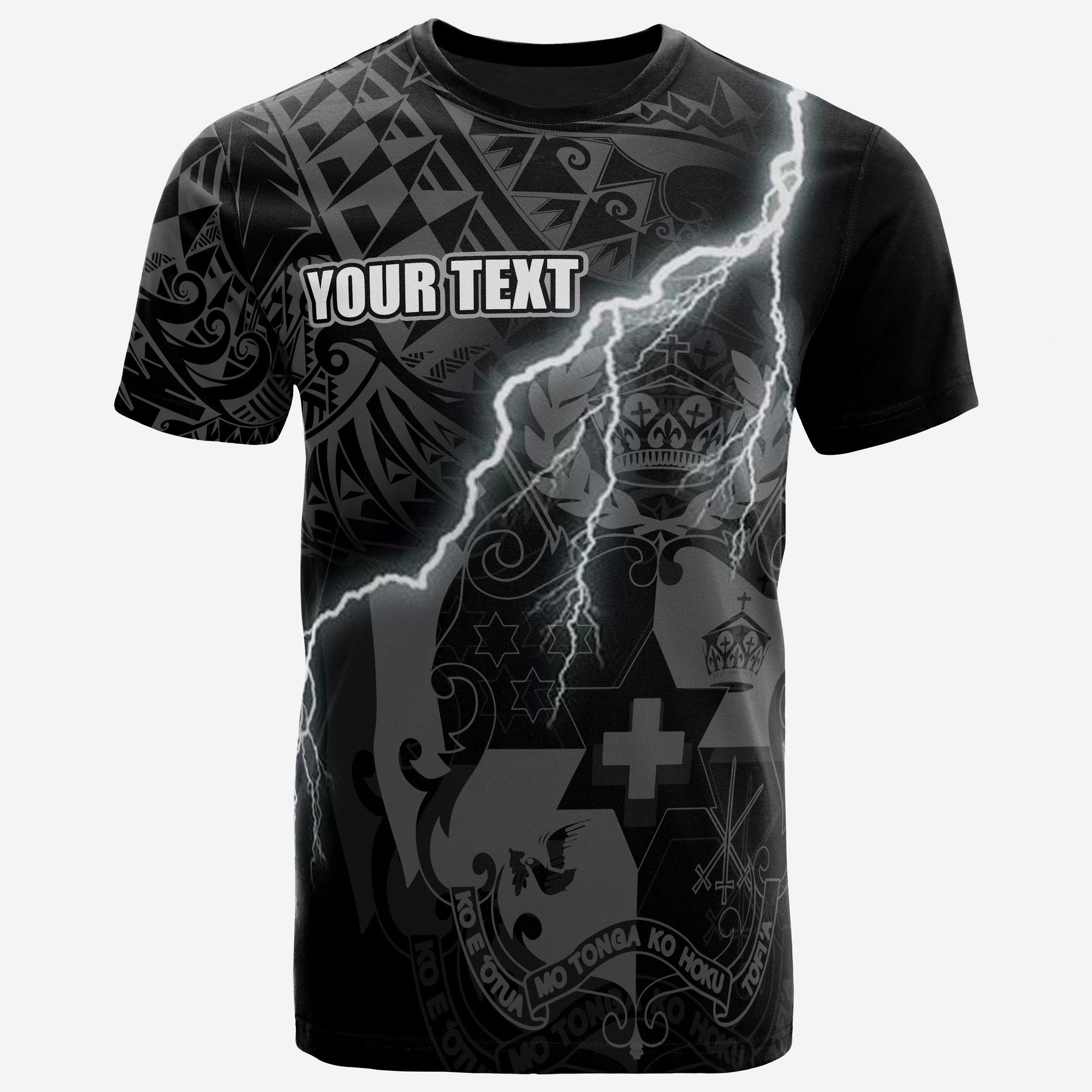 Tonga Custom T Shirt Tonga Coat of Arms Lighting Thunder Unisex Black - Polynesian Pride