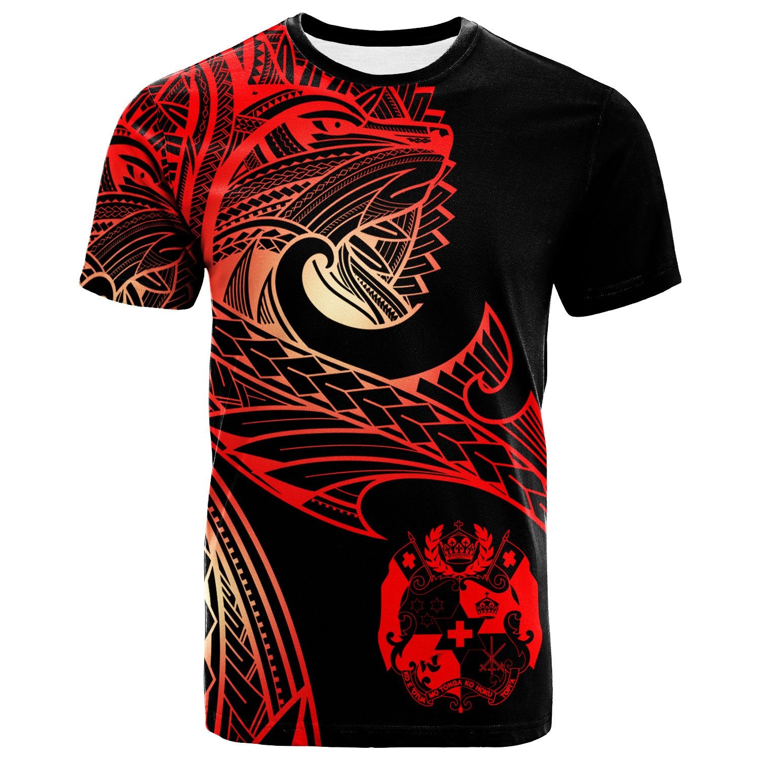 Tonga T Shirt Leader Wolf Is You Red Gradient Color Unisex Black - Polynesian Pride