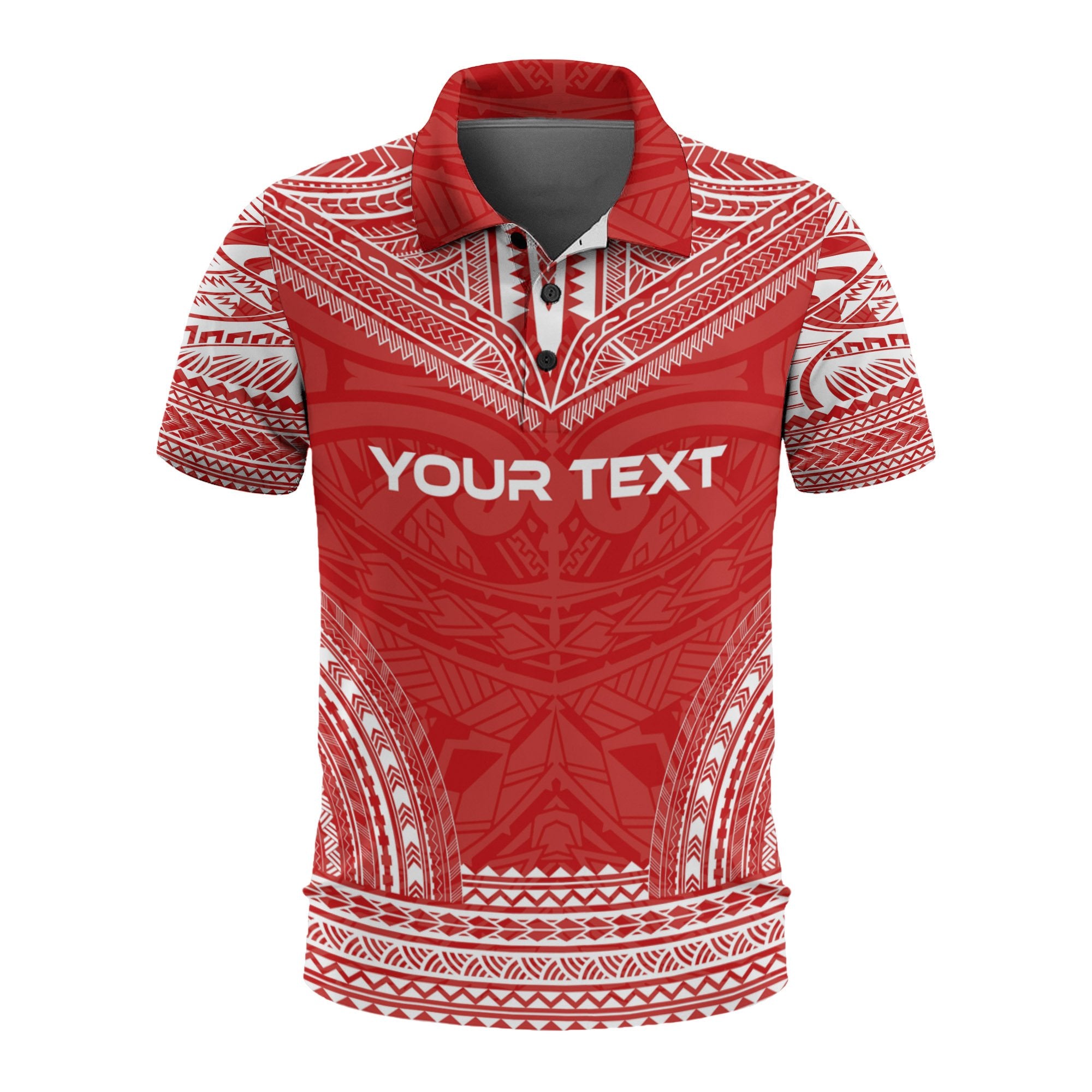 Tonga Custom Polo Shirt Tonga Coat Of Arms Polynesian Chief Tattoo Red Version Unisex Red - Polynesian Pride