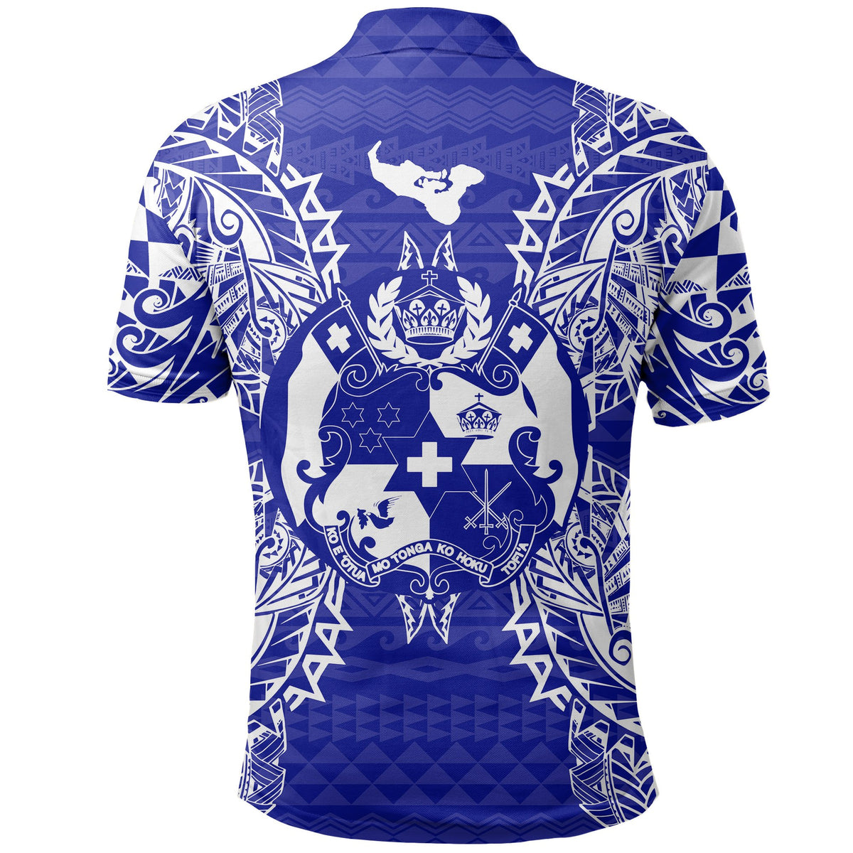 Tonga Polo Shirt Tongan Coat Of Arms Map Polynesian Tattoo Blue - Polynesian Pride