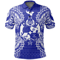 Tonga Polo Shirt Tongan Coat Of Arms Map Polynesian Tattoo Blue Unisex Blue - Polynesian Pride