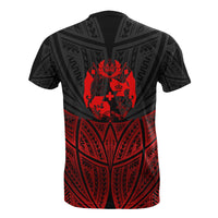 Tonga Polynesian Custom T Shirt Red Black Pride Map and Seal - Polynesian Pride