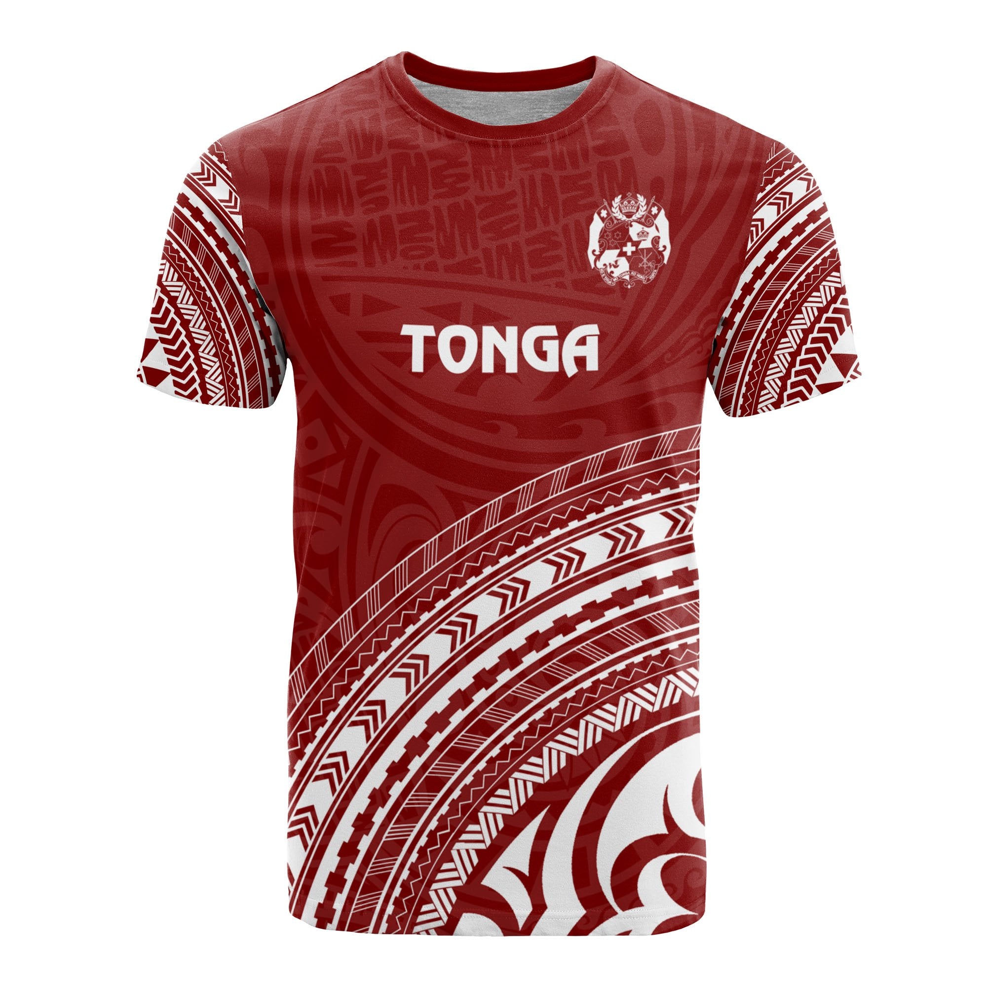 Tonga All Over T Shirt Tongan Coat of Arms Polynesian Tribal Red Version Unisex Red - Polynesian Pride