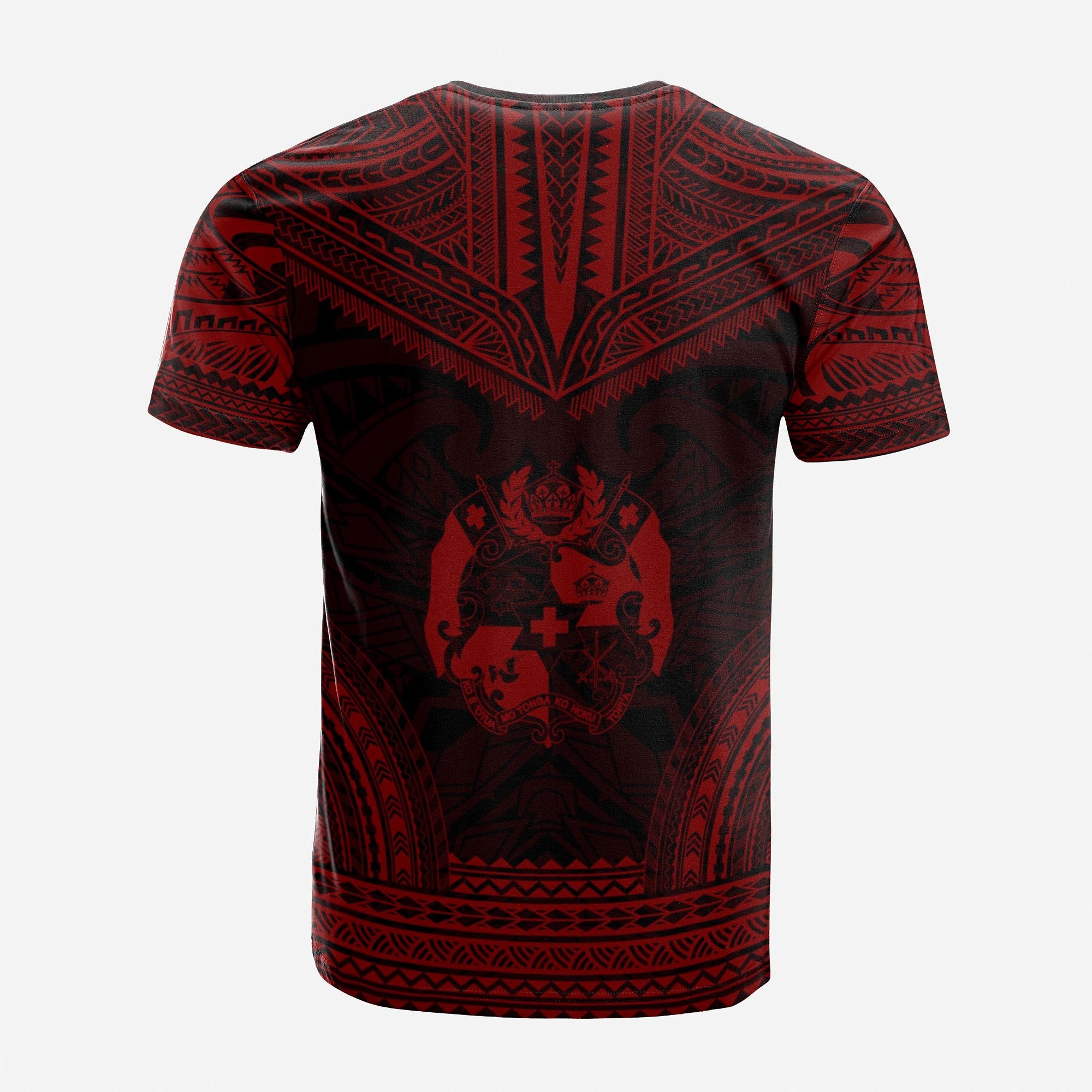 Tonga Custom T Shirt Tonga Coat of Arms Polynesian Chief Tattoo Red Version Unisex Red - Polynesian Pride