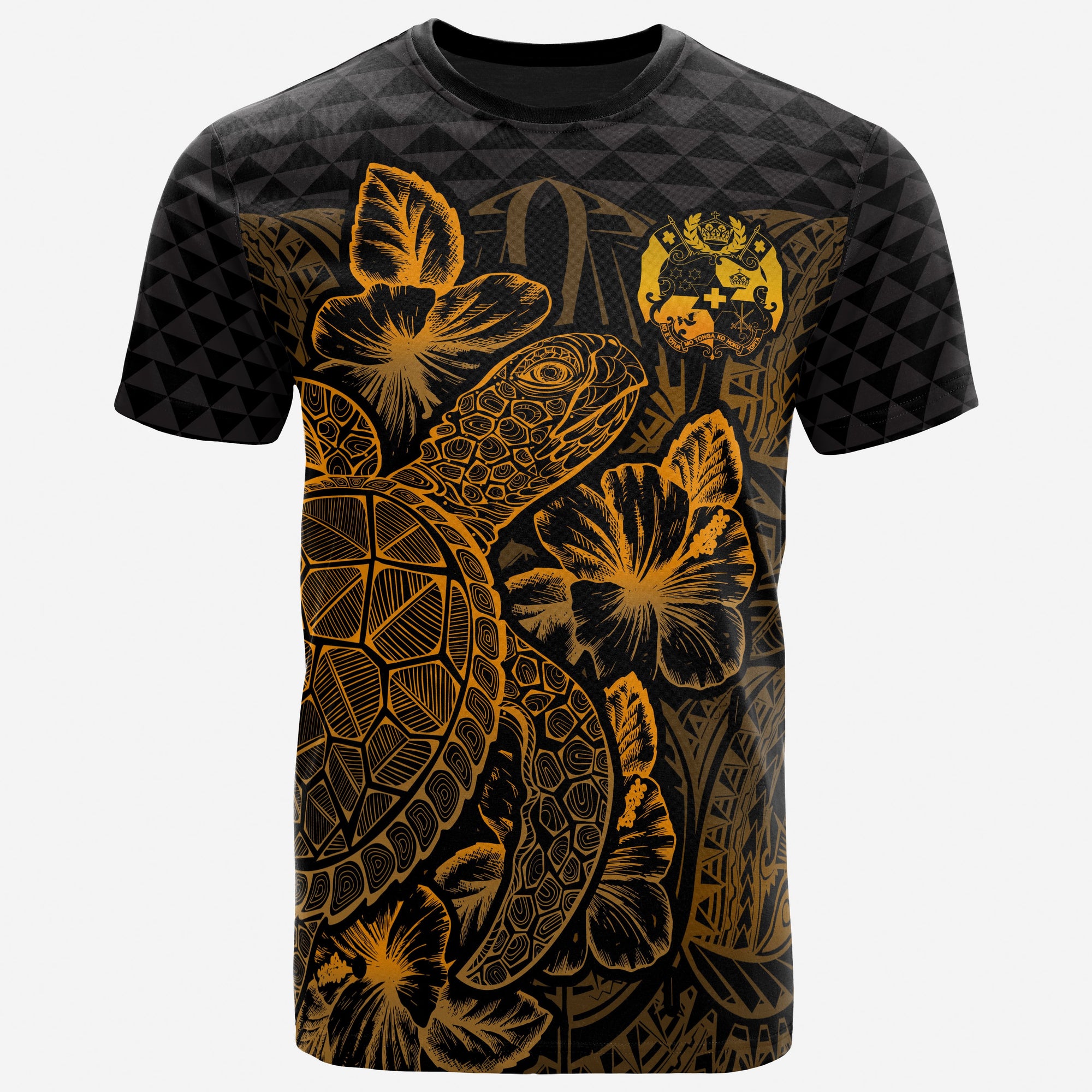 Tonga T Shirt Tonga Coat of Arms Turtle Hibiscus Gold Unisex Gold - Polynesian Pride