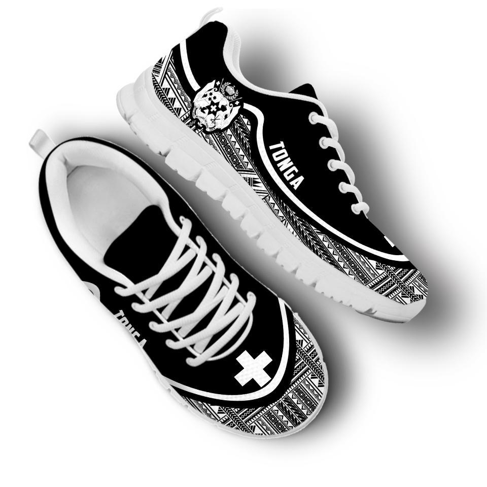 Tonga Wave Sneakers - Polynesian Pattern Black White Color - Polynesian Pride