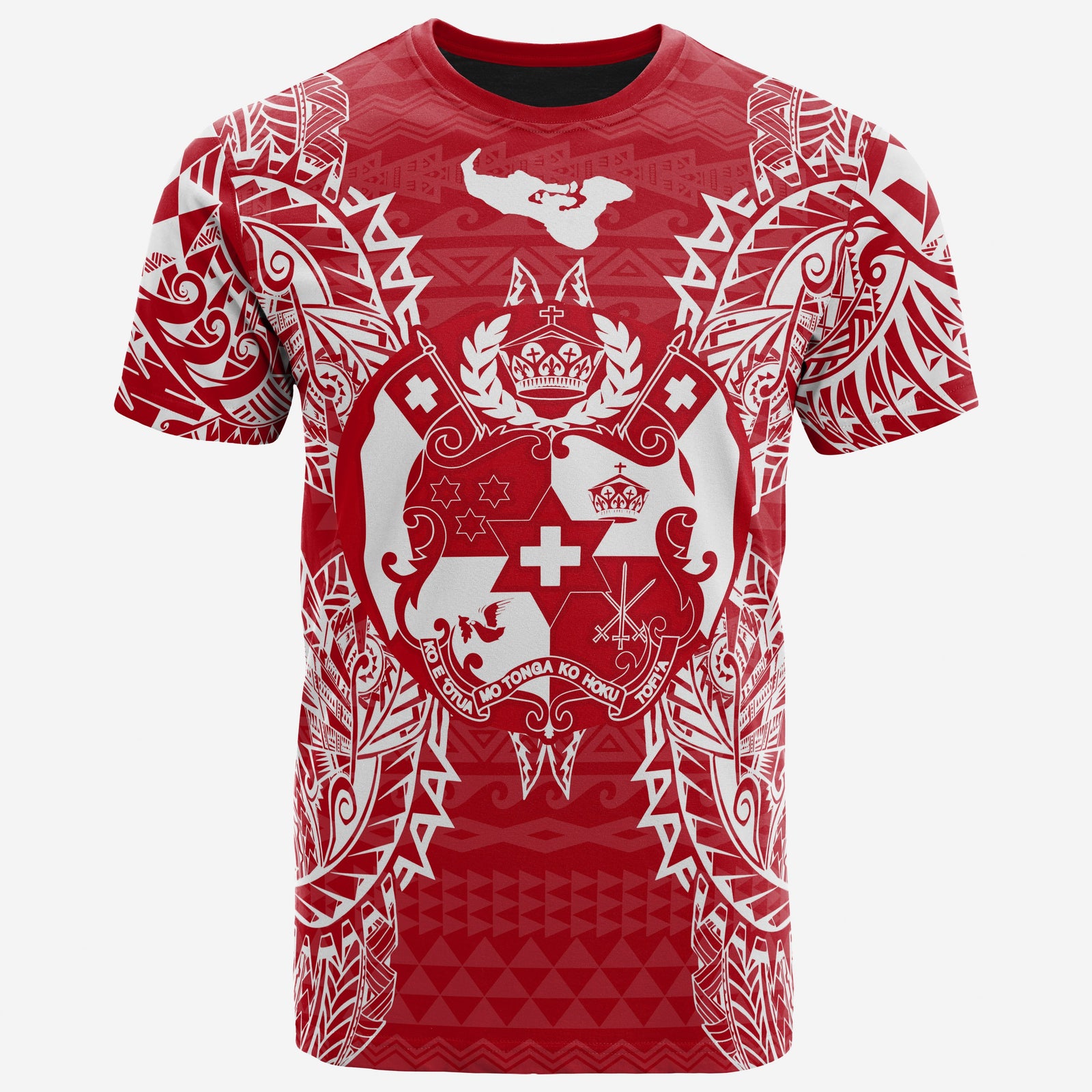 Tonga T Shirt Tonga Coat of Arms Map Polynesian Tattoo Red White Unisex Red - Polynesian Pride