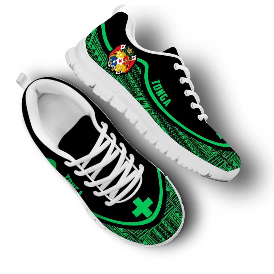 Tonga Wave Sneakers - Polynesian Pattern Green Color - Polynesian Pride