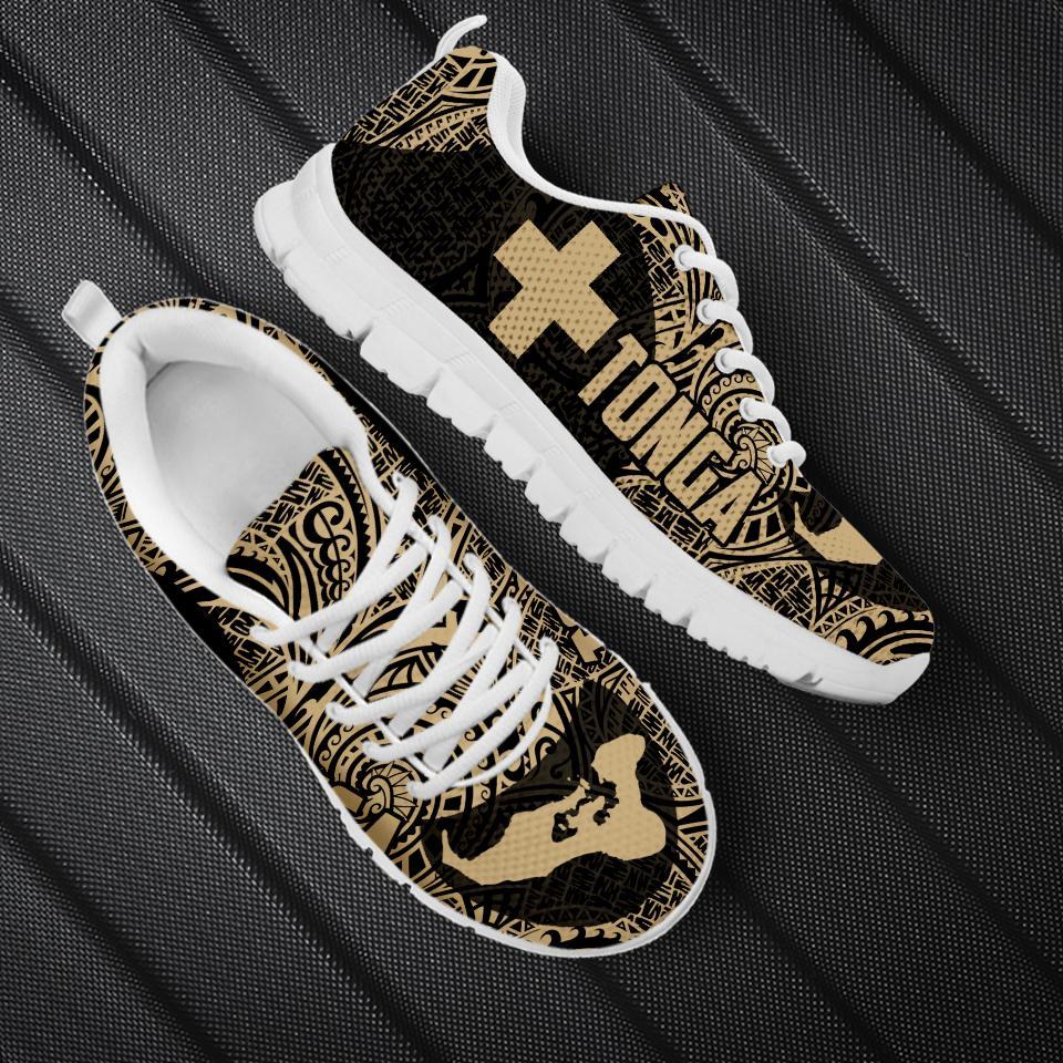 Tonga Map With Polynesian Pattern Sneakers - Cullinan Style - Polynesian Pride