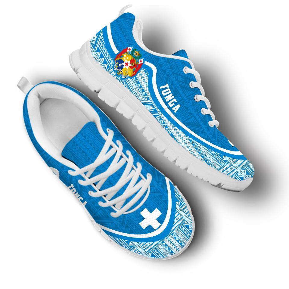 Tonga Wave Sneakers - Polynesian Pattern White Blue Color - Polynesian Pride