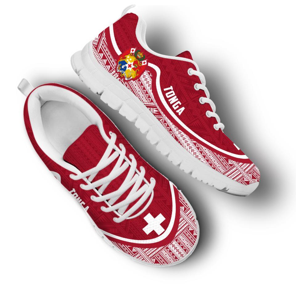 Tonga Wave Sneakers - Polynesian Pattern White Red Color - Polynesian Pride