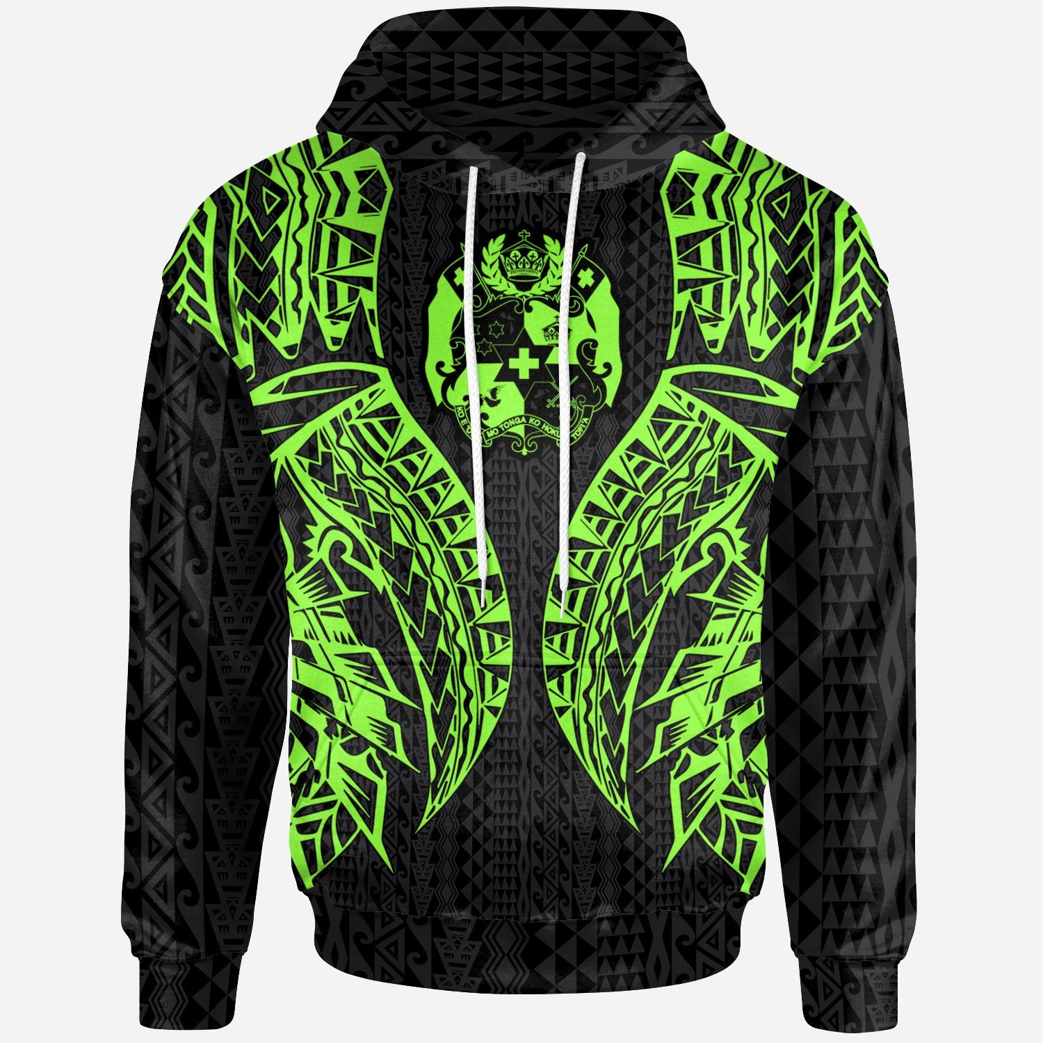 Tonga Hoodie Polynesian Lion Head Green Style Unisex Green - Polynesian Pride