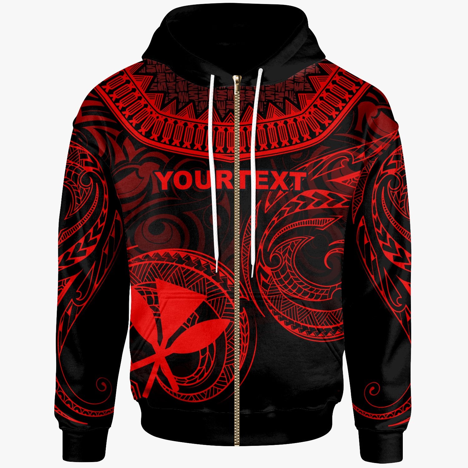 Hawaii Custom Zip up Hoodie Unique Serrated Texture Red Unisex Red - Polynesian Pride