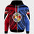 Tonga Zip up Hoodie Tooth Shaped Necklace Red Blue Unisex Red Blue - Polynesian Pride