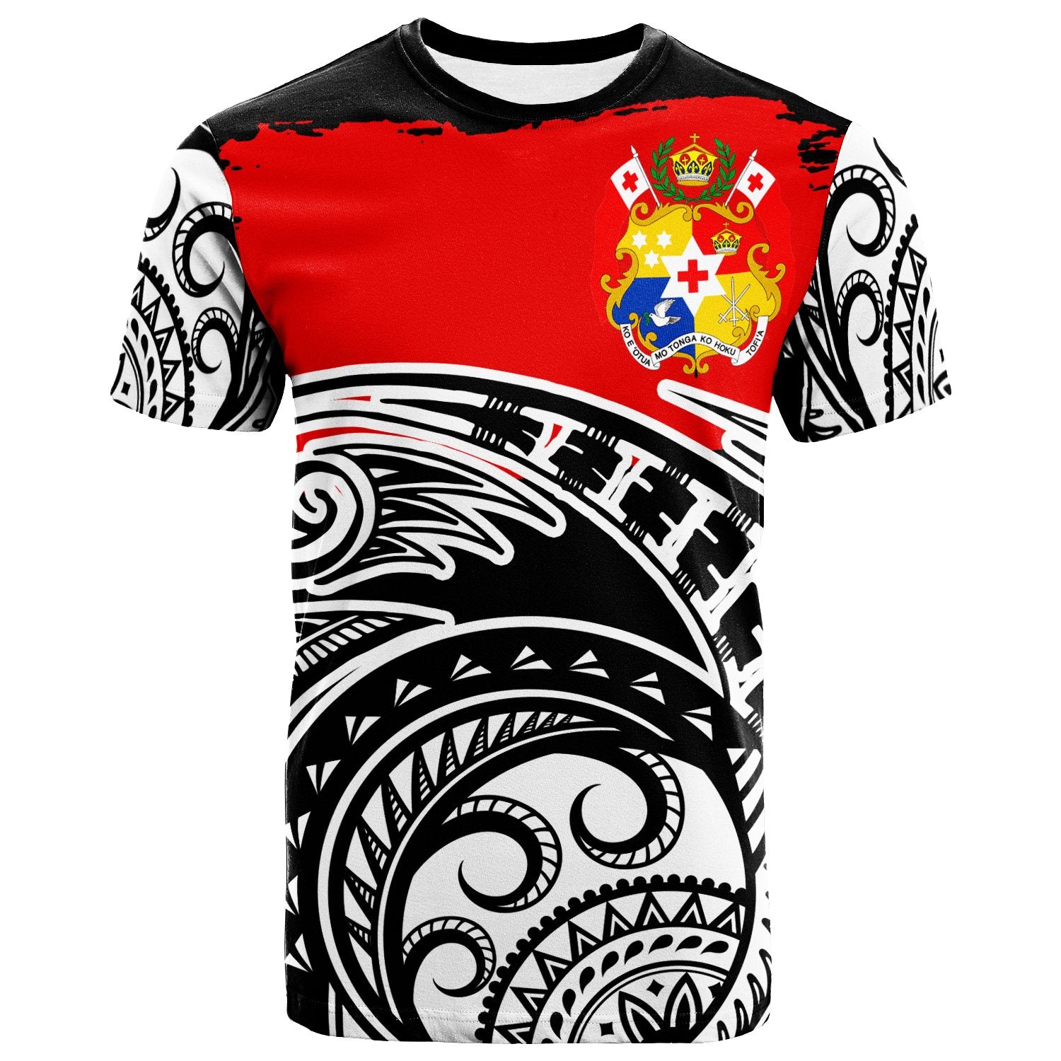 Tonga T Shirt Ethnic Style With Round Black White Patterns Unisex Black - Polynesian Pride