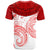 Tonga Custom T Shirt Unique Serrated Texture White Red - Polynesian Pride