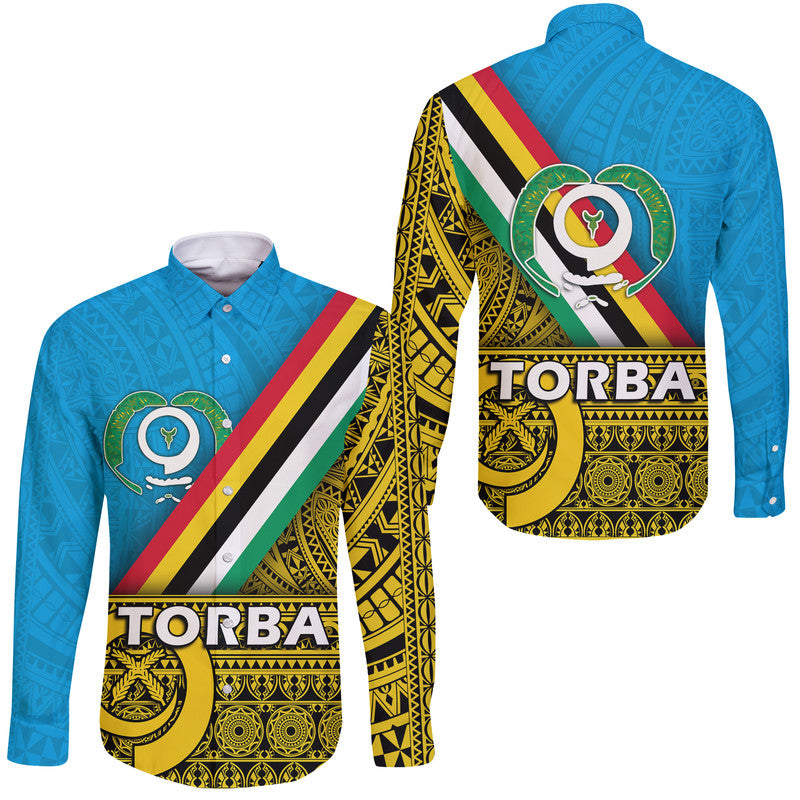 Vanuatu Torba Province Day Hawaii Long Sleeve Button Shirt Torba Flag Color Style LT9 Unisex Yellow - Polynesian Pride