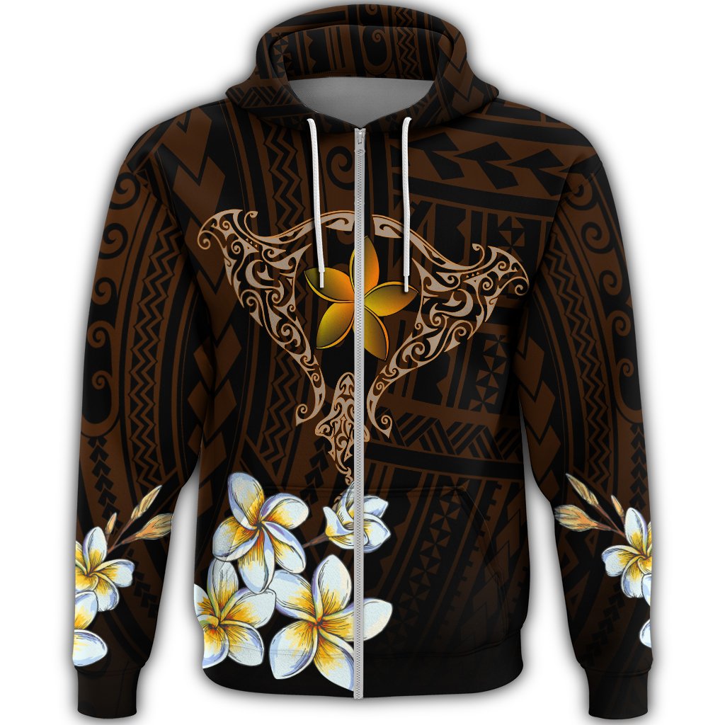 Hawaiian Plumeria Ray Zipper Hoodie Rise Style - Polynesian Pride