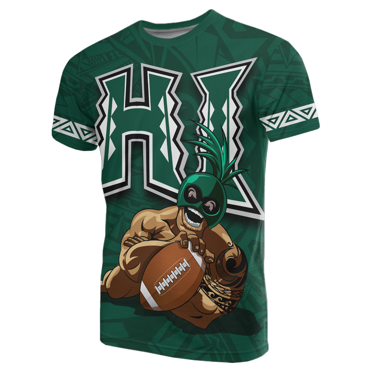 Personalized Polynesian Kakau Hawaii Warrior Football T Shirt - Polynesian Pride
