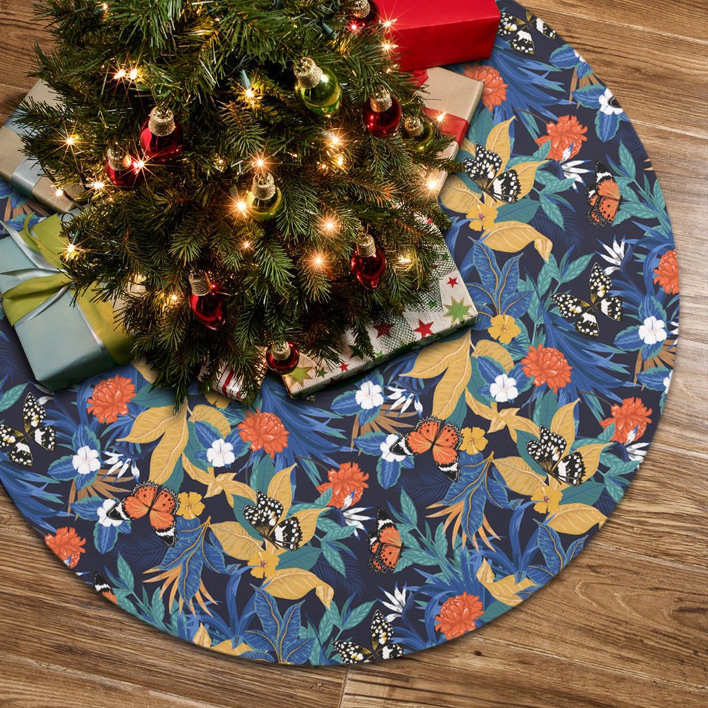 Tropical Buttterfly And Flower Tree Skirt - Polynesian Pride