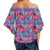 Tropical Exotic Leaves And Flowers On Geometrical Ornament. Women's Off Shoulder Wrap Waist Top - AH - Polynesian Pride