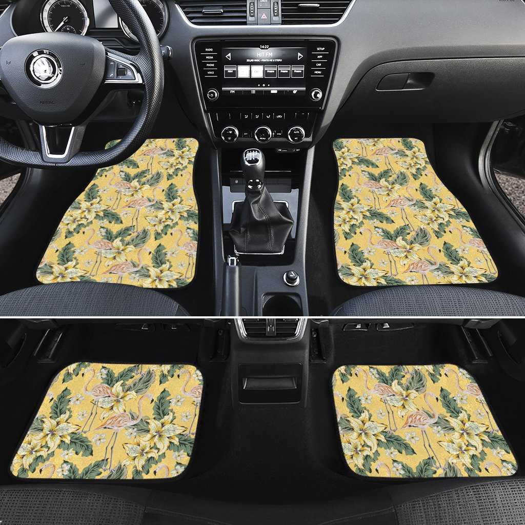 Tropical Flamingo Yellow Hawaii Car Floor Mats Yellow One Size - Polynesian Pride