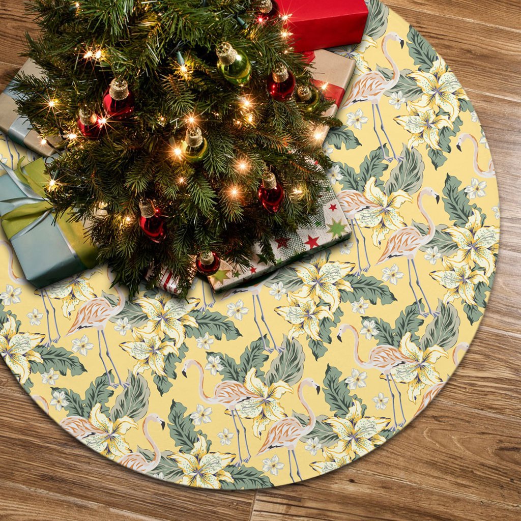 Tropical Flamingo Yellow Tree Skirt - Polynesian Pride