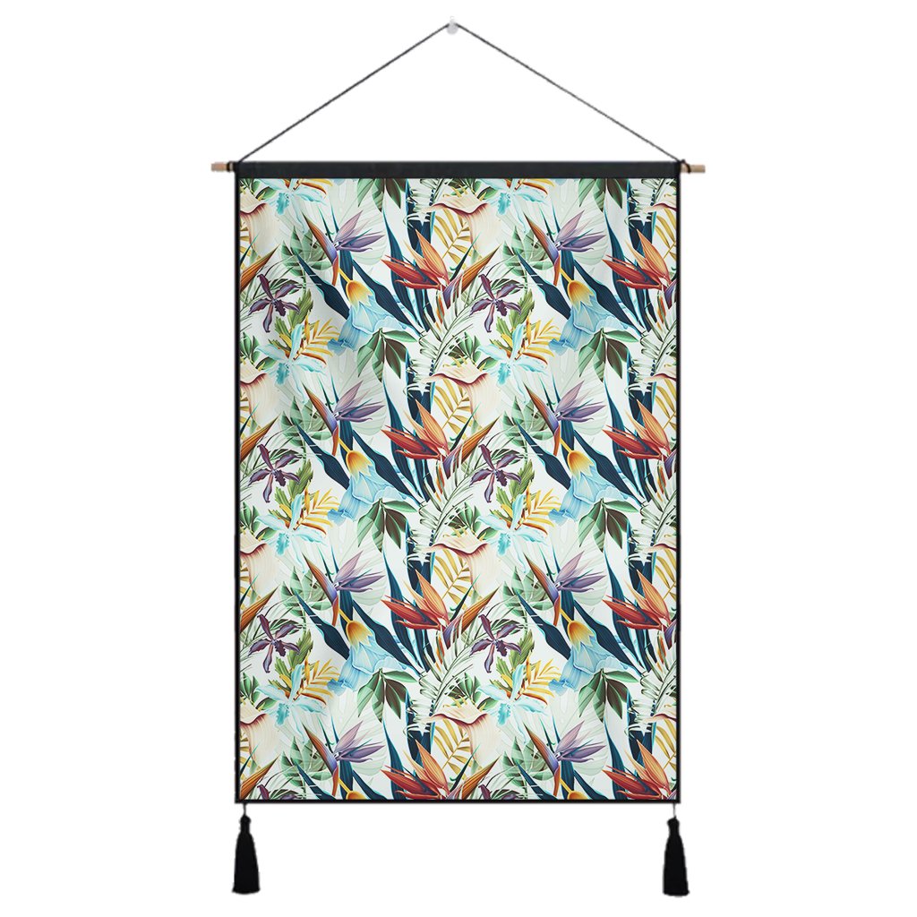 Tropical Flower, Plant And Leaf Pattern Hanging Poster - AH Hanging Poster 43 x 65 cm Cotton And Linen - Polynesian Pride