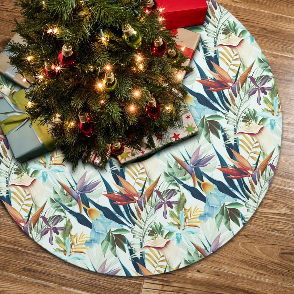 Tropical Flower, Plant And Leaf Pattern Tree Skirt - Polynesian Pride