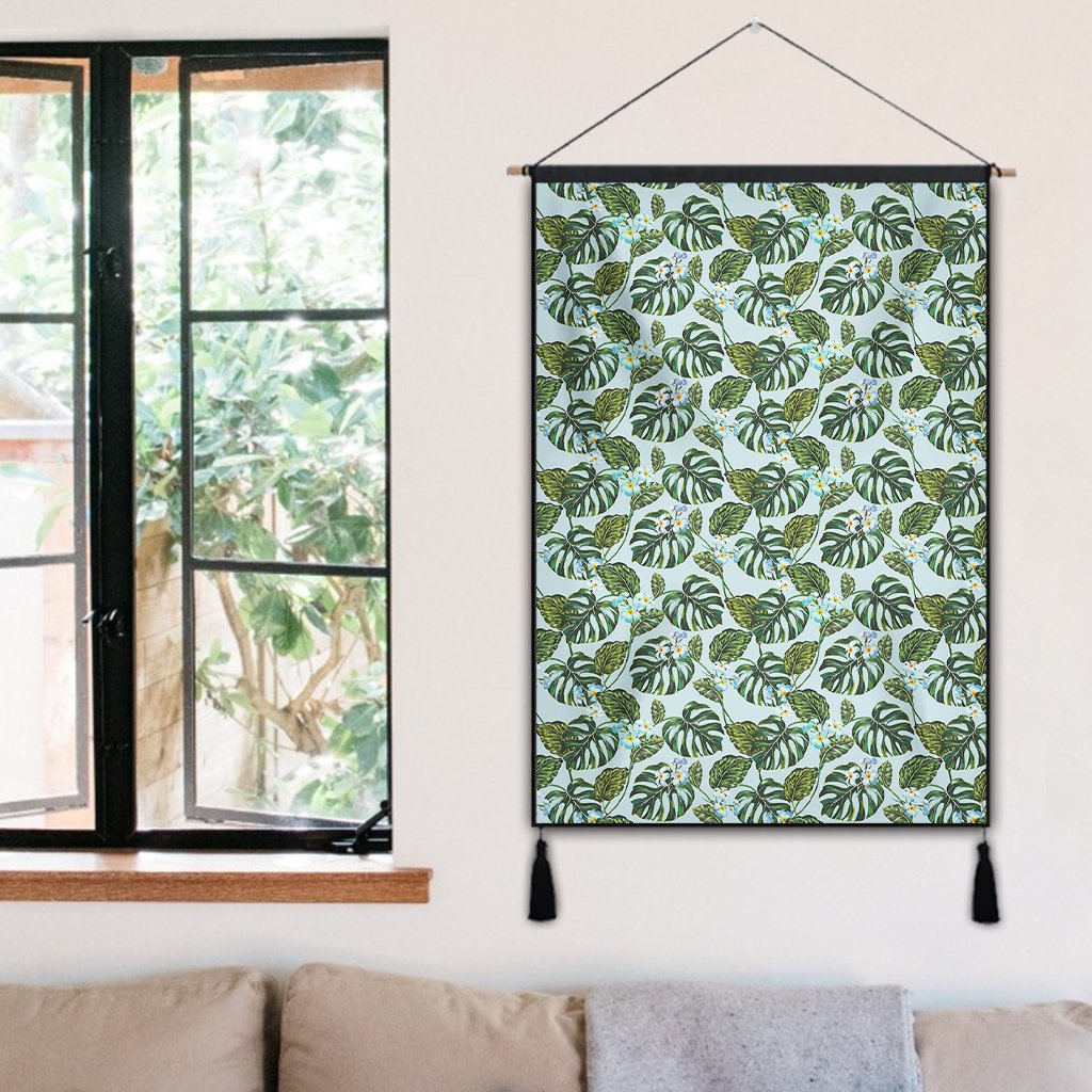 Tropical Flowers Monstera Leaf Hanging Poster - AH Hanging Poster 50 x 75 cm Cotton And Linen - Polynesian Pride