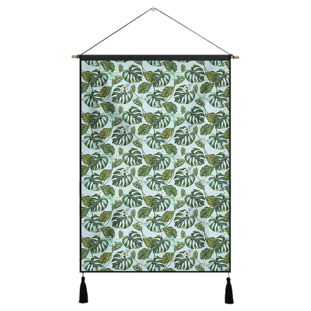 Tropical Flowers Monstera Leaf Hanging Poster - AH Hanging Poster 43 x 65 cm Cotton And Linen - Polynesian Pride