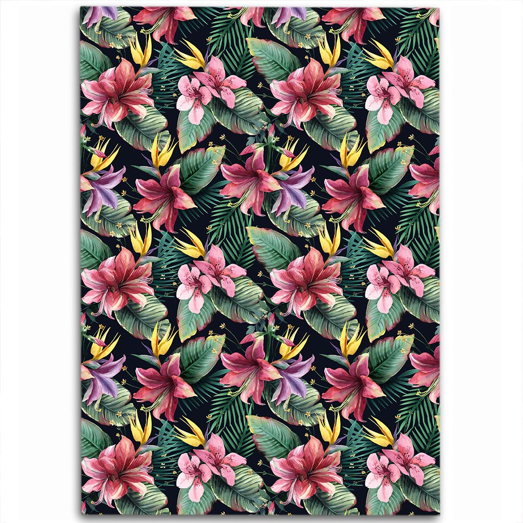 Tropical Flowers, Palm And Leaves Area Rug - AH Luxurious - Polynesian Pride