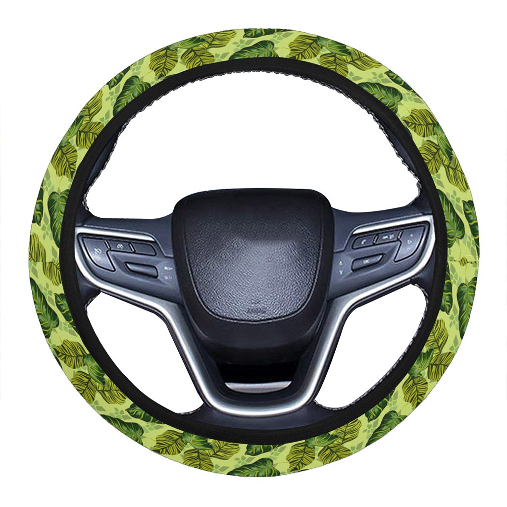 Tropical Green Hawaii Universal Steering Wheel Cover with Elastic Edge One Size Green Steering Wheel Cover - Polynesian Pride